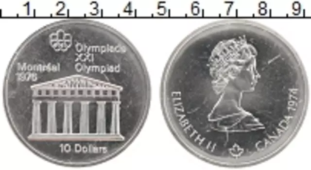 Монета 10 долларов Канады 1974 года Серебро Елизавета II