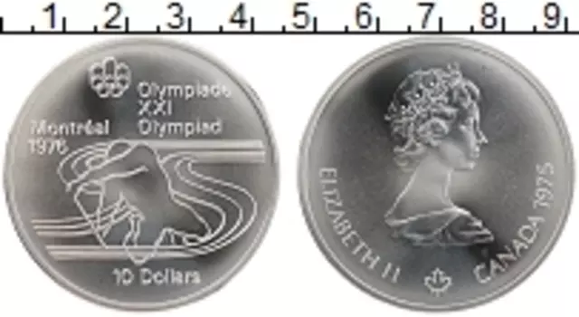 Монета 10 долларов Канады 1975 года Серебро Елизавета II