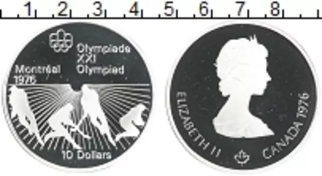 Монета 10 долларов Канады 1976 года Серебро XXI летние Олимпийские Игры, Монреаль 1976 - Хоккей на траве