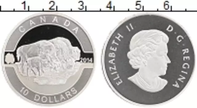 Монета 10 долларов Канады 2014 года Серебро Елизавета II