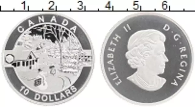 Монета 10 долларов Канады 2014 года Серебро Елизавета II