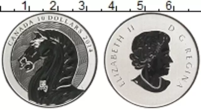 Монета 10 долларов Канады 2014 года Серебро Елизавета II