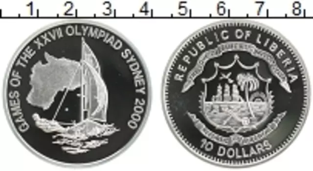 Монета 10 долларов Либерии 2000 года Серебро Олимпийские игры в Сиднее 2000