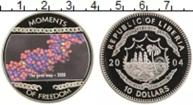 Монета 10 долларов Либерии 2004 года Медно-никель Цветная