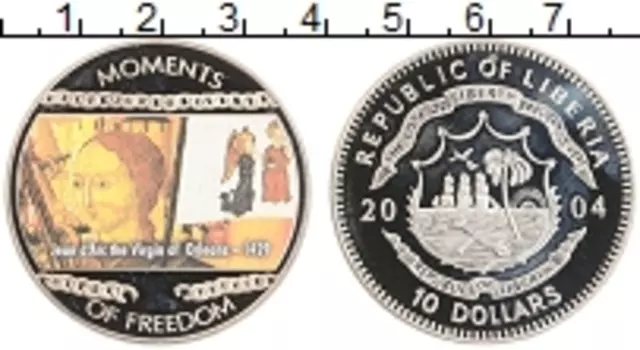 Монета 10 долларов Либерии 2004 года Медно-никель Цветная