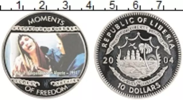 Монета 10 долларов Либерии 2004 года Медно-никель Цветная