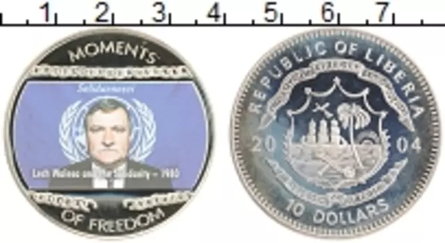 Монета 10 долларов Либерии 2004 года Медно-никель Моменты Свободы