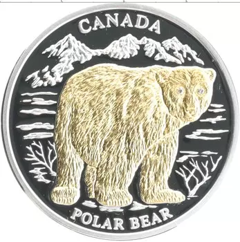 Монета 10 долларов Либерии 2004 года Серебро Полярный медведь