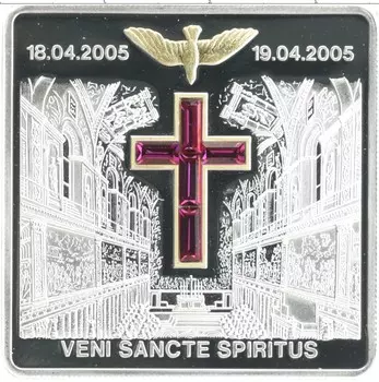 Монета 10 долларов Либерии 2005 года Серебро Позолота
