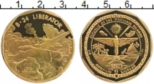 Монета 10 долларов Маршалловых островов 1991 года Латунь Самолеты Второй мировой войны