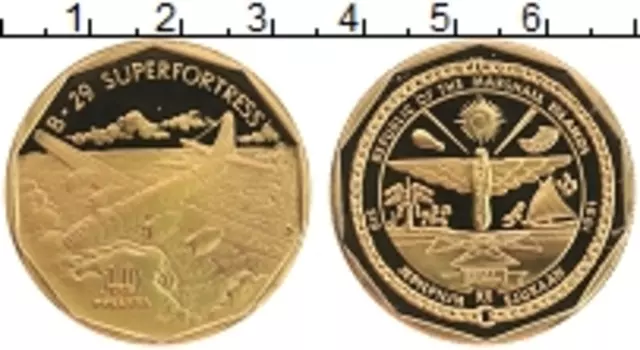 Монета 10 долларов Маршалловых островов 1991 года Латунь Самолеты Второй мировой войны