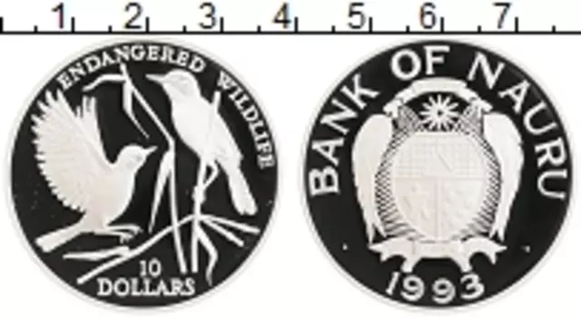 Монета 10 долларов Науру 1993 года Серебро Сохранение животного мира
