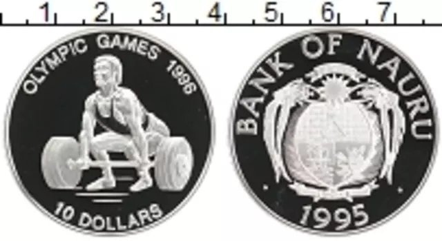 Монета 10 долларов Науру 1995 года Серебро Олимпийские игры