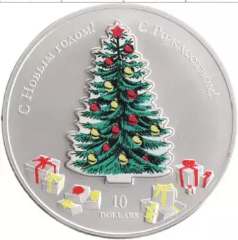 Монета 10 долларов Науру 2007 года Серебро Цветная