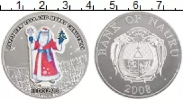 Монета 10 долларов Науру 2008 года Серебро Цветная