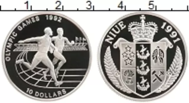 Монета 10 долларов Ниуэ 1991 года Серебро Олимпийские игры