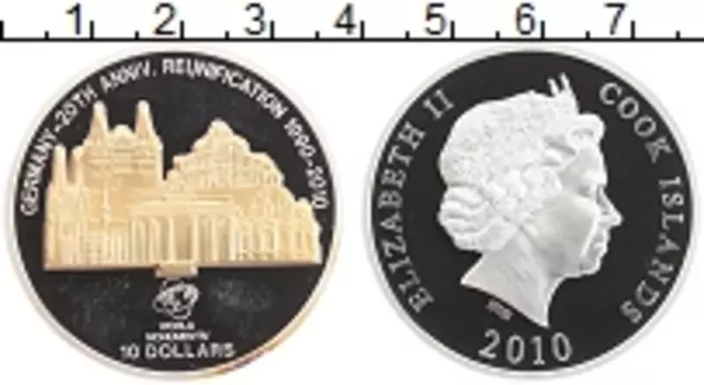 Монета 10 долларов Островов Кука 2010 года Серебро Германия