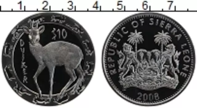 Монета 10 долларов Сьерры-Леоне 2008 года Серебро Ночные животные