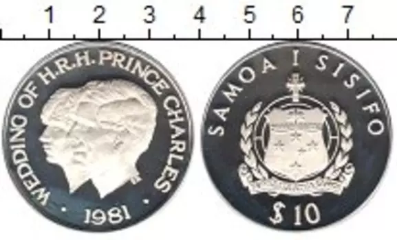 Монета 10 долларов Самоа 1981 года Серебро Принц Чарльз