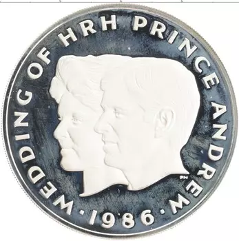 Монета 10 долларов Самоа 1986 года Серебро Визит принца Эндрю