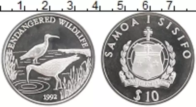 Монета 10 долларов Самоа 1992 года Серебро Сохранение животного мира