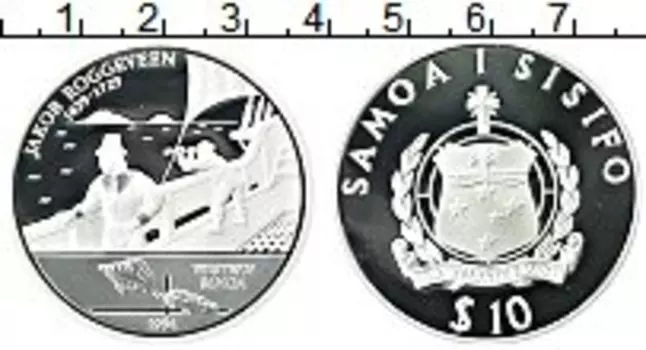 Монета 10 долларов Самоа 1994 года Серебро Яков Роггевен