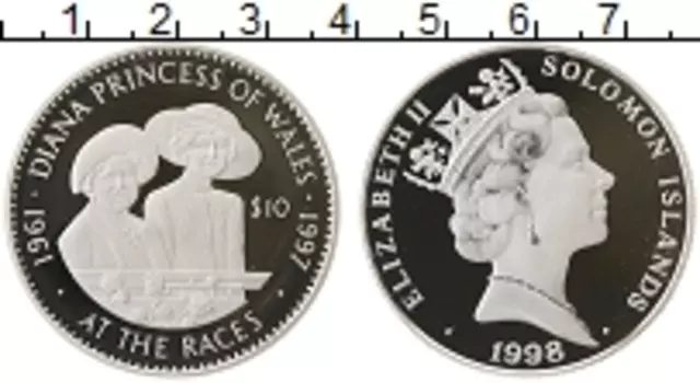 Монета 10 долларов Соломоновых островов 1998 года Серебро Елизавета II