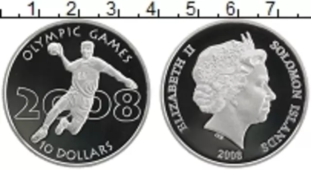 Монета 10 долларов Соломоновых островов 2008 года Серебро Елизавета II