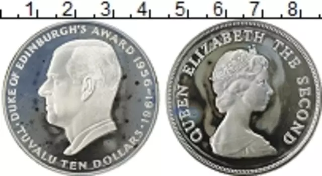 Монета 10 долларов Тувалу 1981 года Серебро Елизавета II