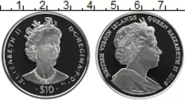 Монета 10 долларов Виргинских островов 2006 года Серебро Елизавета II