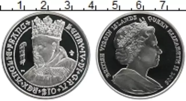 Монета 10 долларов Виргинских островов 2008 года Серебро Генрих IV