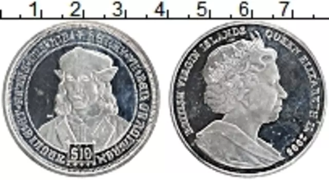 Монета 10 долларов Виргинских островов 2008 года Серебро Генрих VII