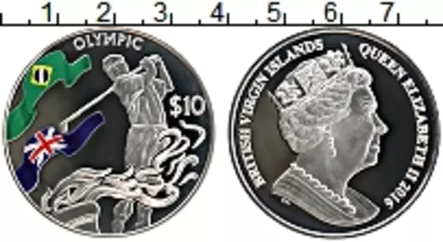 Монета 10 долларов Виргинских островов 2016 года Серебро Цифровая печать