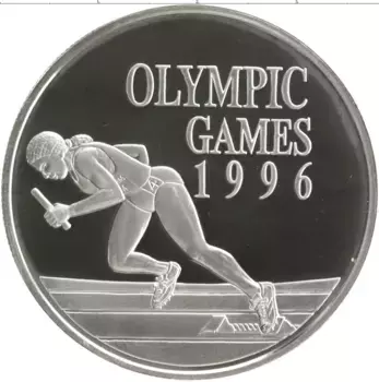 Монета 10 долларов Ямайки 1996 года Серебро Олимпийские игры 1996