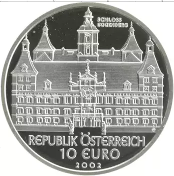 Монета 10 евро Австрии 2002 года Серебро Дворец Зогенберг