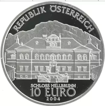 Монета 10 евро Австрии 2004 года Серебро Дворец Хелбрунн