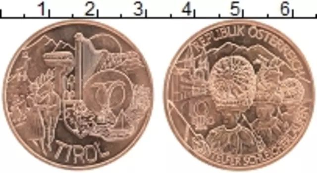Монета 10 евро Австрии 2014 года Медь Федеральные земли