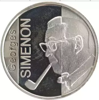 Монета 10 евро Бельгии 2003 года Серебро 100 лет со дня рождения Жоржа Сименона