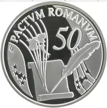 Монета 10 евро Бельгии 2007 года Серебро 50 лет Римского договора