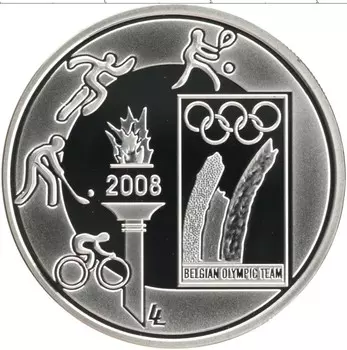 Монета 10 евро Бельгии 2008 года Серебро Олимпийские игры в Пекине