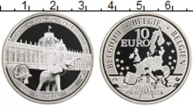 Монета 10 евро Бельгии 2010 года Серебро 100 лет Королевскому музею Центральной Африки