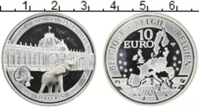 Монета 10 евро Бельгии 2010 года Серебро 100 лет Королевскому музею Центральной Африки