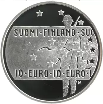 Монета 10 евро Финляндии 2005 года Серебро Неизвестный солдат