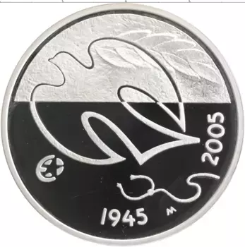Монета 10 евро Финляндии 2005 года Серебро 60 лет окончания ВМВ