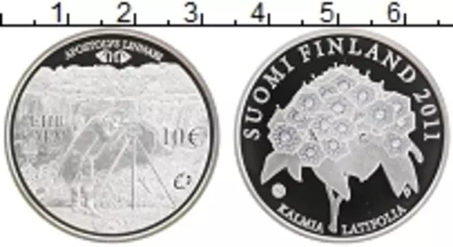 Монета 10 евро Финляндии 2011 года Серебро Пер Кальм