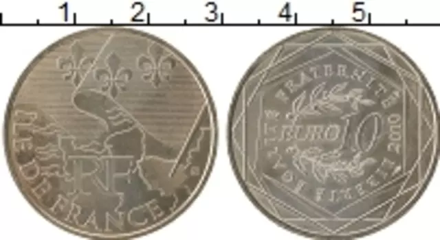 Монета 10 евро Франции 2010 года Серебро Иль де Франс