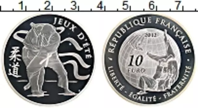 Монета 10 евро Франции 2012 года Серебро XXX Летние олимпийские игры в Лондоне 2012