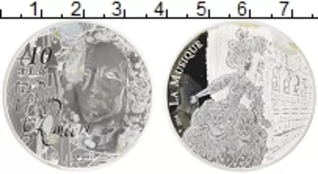 Монета 10 евро Франции 2014 года Серебро 250 лет со дня смерти Жана-Филиппа Рамо