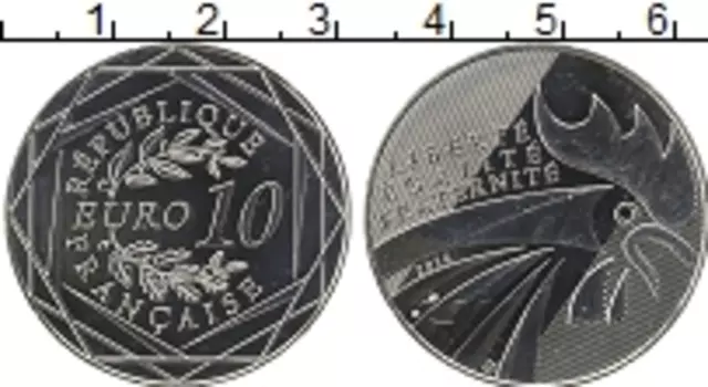 Монета 10 евро Франции 2014 года Серебро Петух