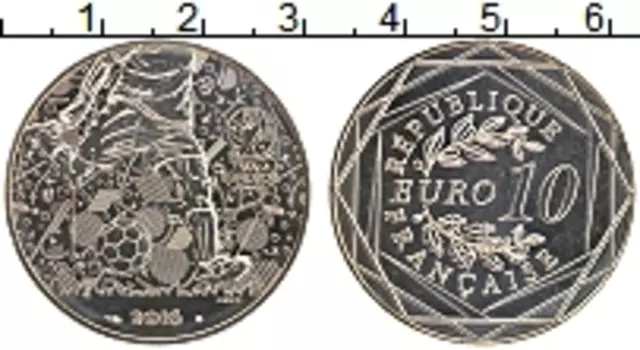 Монета 10 евро Франции 2016 года Серебро Чемпионат Еропы по футболу